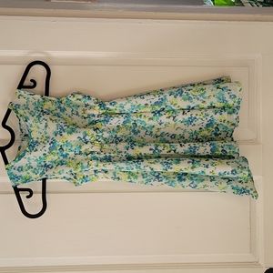 DKNY Kids Blue and Green Floral Dress - Size 5